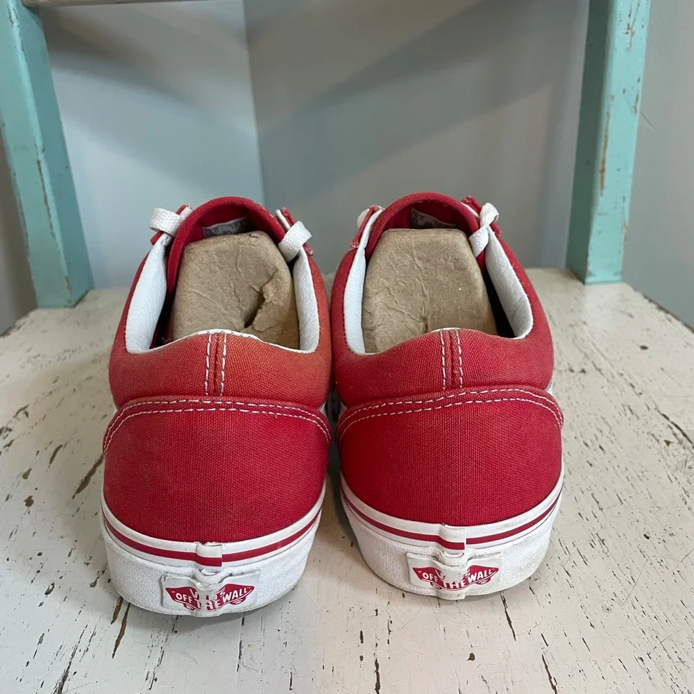 Vans Old Skool Red Canvas Low Top Skate Shoes Mens 9 Womens 10.5 721356 Sneakers
